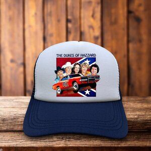 Dukes Of Hazzard Mens Trucker Hat Navy Snapback Retro TV 1979 Baseball Cap